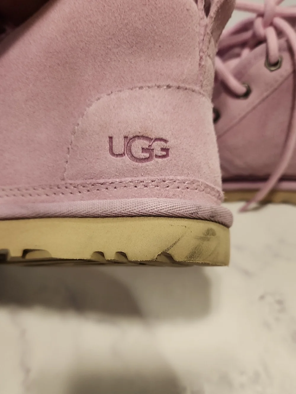 Ugg Pink Suede Lace-Up Boots